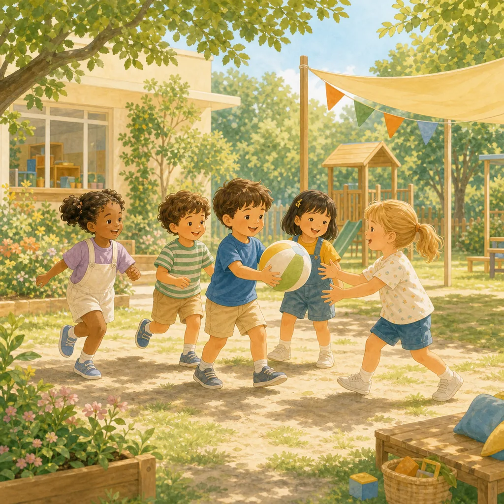 Bambini che socializzano e giocano insieme durante il campus estivo